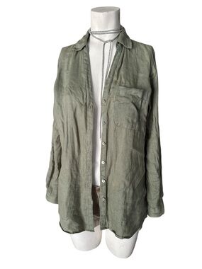 Sigrid Olsen Linen sage soft cottagecore laganlook EUC Shirt in Olive